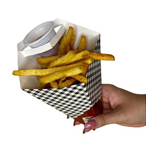 Cone p/ Batata Frita c/ Suporte p/ Molho