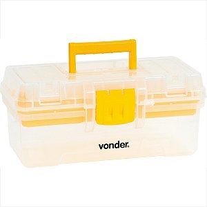 Caixa plástica transparente e amarela 1 bandeja CPV 0300 - Vonder