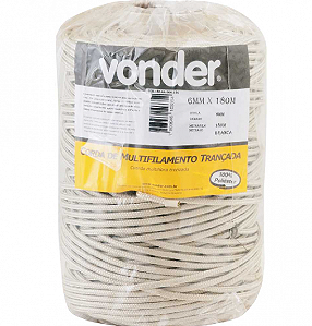 Corda multifilamento trançada 6,0mm X 180m Branca - Vonder
