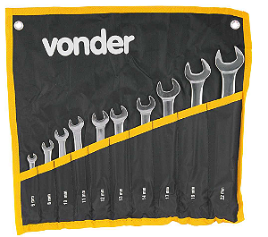 Kit de chave combinada 6 a 22mm aço cromo vanádio 10 peças - Vonder