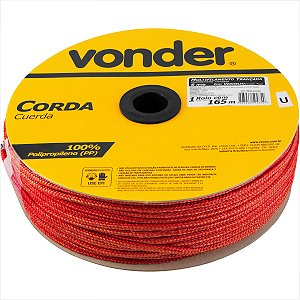 Corda multifilamento trançada 6,0 mm x 165 m vermelha em carretel Vonder