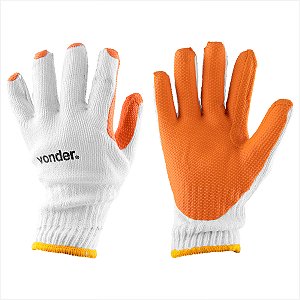 Luva de malha com látex MLV 9001 cor laranja tamanho 9 Vonder