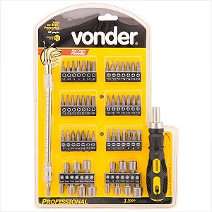 Kit de bits/ponteiras com 58 peças encaixe sextavado 1/4" - Vonder