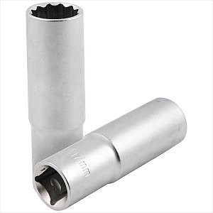 Soquete estriado longo com encaixe de 1/2" 17 mm - Vonder