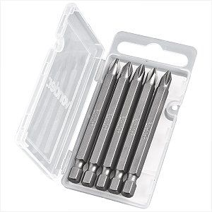 Bits/ponteira phillips com encaixe 1/4" n 2 x 75 mm 5 peças - Vonder