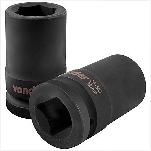 Soquete sextavado longo de impacto 32 mm encaixe de 1" - Vonder