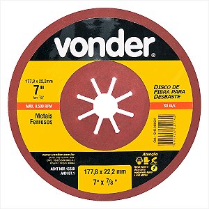 Disco de fibra para desbaste 7" grão 40 - Vonder