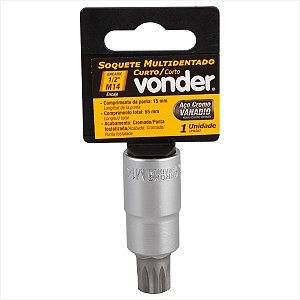 Soquete multidentado curto com encaixe de 1/2" M14 - Vonder
