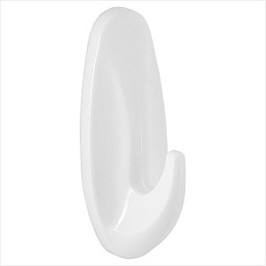 Gancho plástico adesivo branco com 3 peças - Vonder