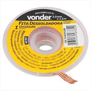 Fita malha dessoldadora 2,0 mm x 1,5 m - Vonder