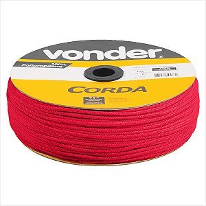 Corda multifilamento trançada 5,0 mm x 250 m vermelha em carretel - Vonder