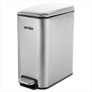 Lixeira retangular 5 litros inox cinza - Vonder