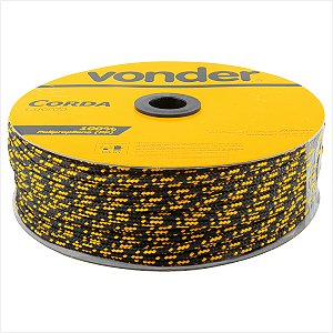 Corda multifilamento trançada 6,0 mm x 165 m preta e amarela em carretel Vonder