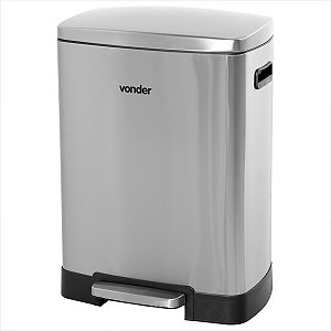 Lixeira retangular 50 litros inox cinza - Vonder