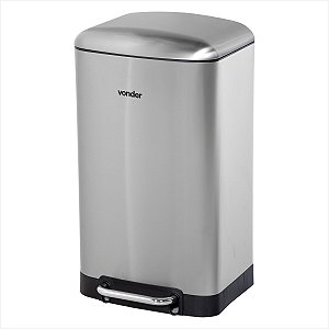 Lixeira retangular 30 litros inox cinza - Vonder
