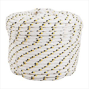 Corda multifilamento trançada 14,0 mm x 110 m branca detalhes preto e amarelo Vonder