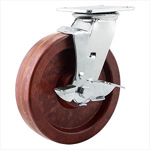 Rodízio giratório industrial 8" de celeron com freio - Vonder