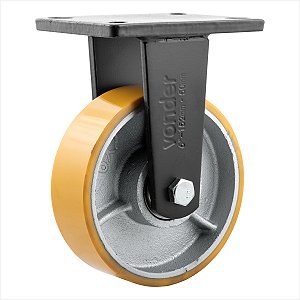 Rodízio fixo industrial 6" de poliuretano e ferro fundido laranja - Vonder