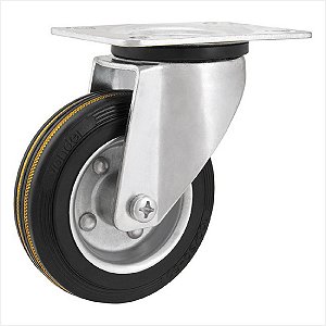 Rodízio giratório médio 6" de borracha preto - Vonder