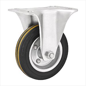 Rodízio fixo médio 8" de borracha preto - Vonder