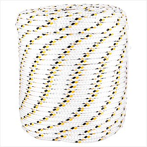 Corda multifilamento trançada 8 mm x 110 m branca detalhes preto e amarelo Vonder