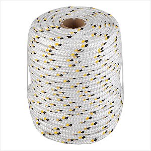 Corda multifilamento trançada 12 mm x 50 m branca detalhes preto e amarelo Vonder