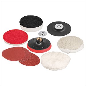 Kit de discos para lixar e polir 4.1/2" e suporte com pluma (sistema fixa fácil) Vonder