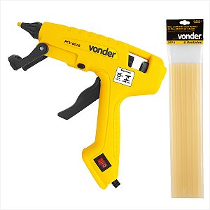 Pistola de cola quente 100 W PCV 0018 com 6 bastões de 12 mm - Vonder