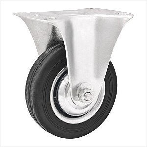 Rodízio fixo leve 8" de borracha preto - Vonder