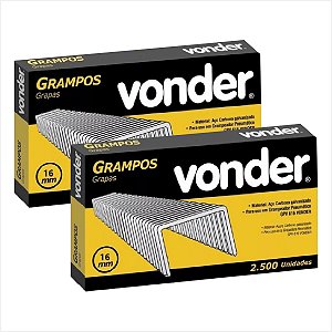 Kit com 2 caixas de Grampo 16 mm para grampeador pneumático GPV 616 Vonder