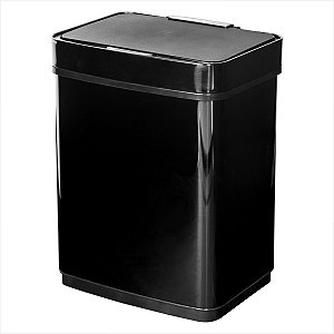 Lixeira retangular com sensor de abertura 50 litros inox preta - Vonder
