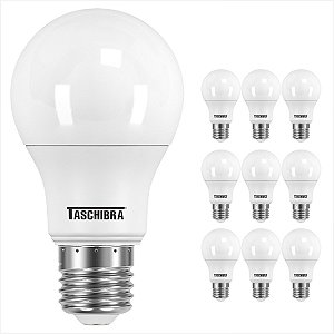 Kit 10 Lâmpadas LED BULBO Branca 9W bivolt 6.500 K - Taschibra