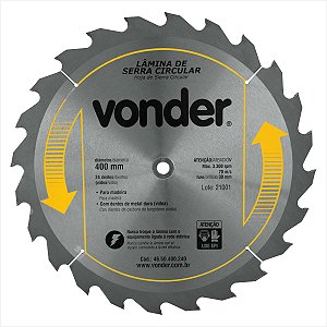 Lâmina de serra circular com 24 dentes de metal duro/vídea 400 x 30 mm Vonder