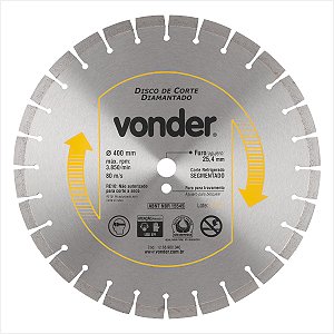 Disco de corte diamantado 400,0 mm segmentado - Vonder