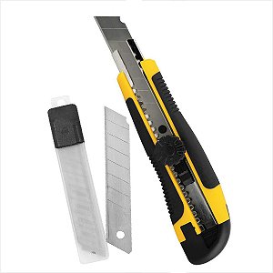 Estilete largo emborrachado ES 218 com 12 lâminas de 18 mm - Vonder