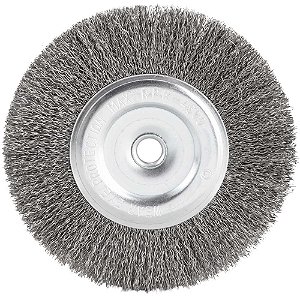 Escova circular de aço inox ondulado, 6" x 1/2" x 1/2" (152,4 mm x 12,7 mm x 12,7 mm) - VONDER