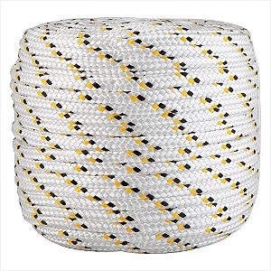 Corda multifilamento trançada 12,0 mm x 110 m branca detalhes preto e amarelo Vonder