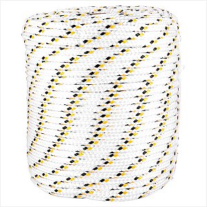 Corda multifilamento trançada 8 mm x 110 m branca detalhes preto e amarelo Vonder