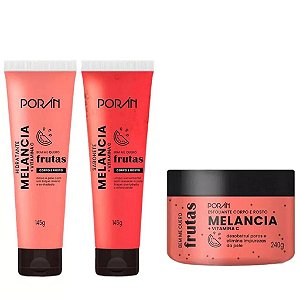 Kit Melancia Porán: Esfoliante, Hidratante e Sabonete
