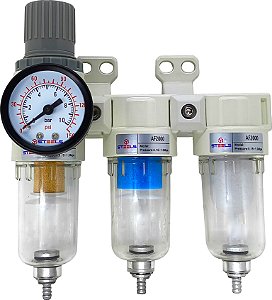 STODONTO-14 Filtro Trio Odontológico 1/4" com manômetro - Linha Standard