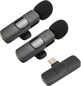 Microfone Sem Fio COM 2 MICROFONES Wireless K9 For Type-C TC-F3