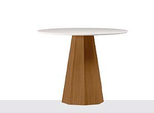 MESA 1,20 REDONDA BASE IMBUIA/TAMPO OFF WHITE