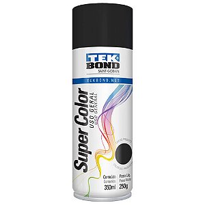 Tinta Spray Aerossol de Uso Geral Supercolor Tekbond - Preto Fosco 350ml