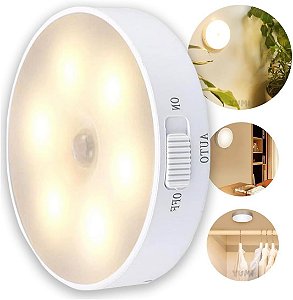 Luminária LED Sensor de Presença Recarregável USB: Sem Fio e Prática para Ambientes sem Eletricidade