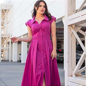 Vestido Chemise Godê Tricoline