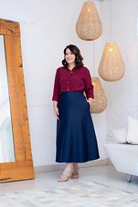 Saia Malha Prada Poliamida Azul Marinho