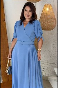 Vestido Plissado e Transpassado