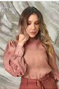 Blusa Chiffon Manga Longa