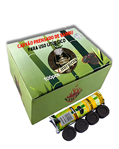 Caixa de Carvão Litúrgico 40mm - 10 pacotes 100 pastilhas - Longa Duração