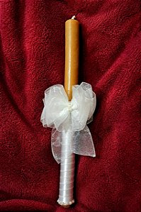 Vela artesanal de cera para Batismo e Crisma